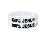 100% JESUS Wristbands White Black or Glow in the Dark