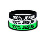 100% JESUS Wristbands White Black or Glow in the Dark