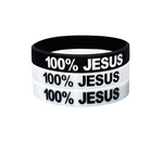 100% JESUS Wristbands White Black or Glow in the Dark