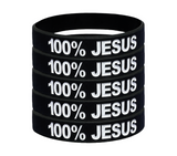 100% JESUS Wristbands White Black or Glow in the Dark