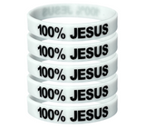 100% JESUS Wristbands White Black or Glow in the Dark