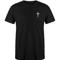 Black w/ Matte Metallic Silver Distressed Cross