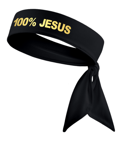 Black/MetGold 100% JESUS Tie Headband