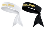 White 100% JESUS Tie Headband