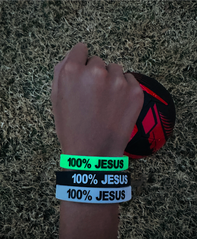 100% JESUS Wristbands White Black or Glow in the Dark