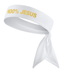 White/MetGold 100% JESUS Tie Headband