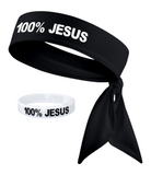 Black Heaband + White Wristband