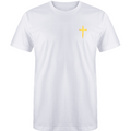 White w/ Metallic Gold Distressed Cross