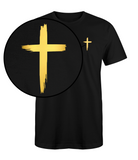 Black w/ Metallic Gold Distressed Cross