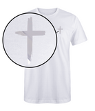 White w/ Matte Metallic Silver Distressed Cross