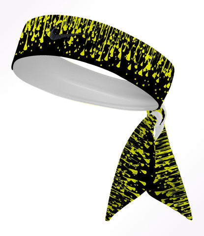 Custom  Black Electric Lime Droplets Tie Headband