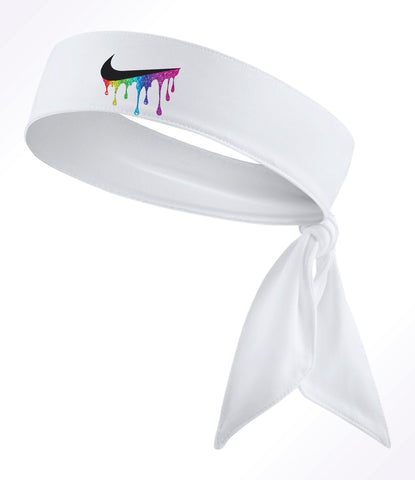 Custom  Raibow Glitter Drippy Tie Headband